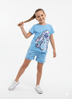 طقم بناتي صيفي بطبعة Stitch – تصميم لطيف ومريح