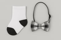 طقم إكسسوار أولادي أبيض وأسود - جوارب وبابيون بحبل...