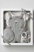 طقم مواليد أولاد بتصميم أنيق في علبة هدايا – رمادي...