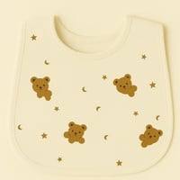 مريلة بيبي بلون سكري بطبعة دببة ونجوم قمرية