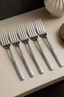 طقم شوك طعام ستانلس ستيل 6 حبات بنقشة هندسية