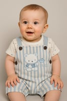 طقم مواليد مخطط بتطريز دب بحري لطيف