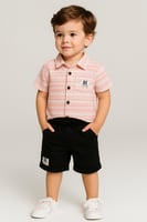 طقم مواليد أولادي صيفي بقميص مخطط وشورت مريح بستاي...