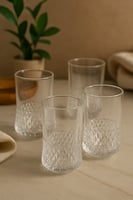 طقم 4 كاسات زجاجية بنقشة فاخرة