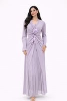 فستان سهرة أنيق بلون خمري مع وردة بارزة وطيات ناعم...