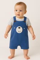 طقم مواليد بتصميم دب كرتوني وألوان دافئة