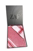 شماغ ZAF أحمر كلاسيكي فاخر مع علبة سوداء أنيقة