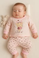 أطقم مواليد قطنية مزينة بدب كرتوني لطيف