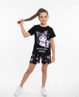 طقم بناتي Kuromi مكوّن من تيشيرت وشورت – تصميم لطي...