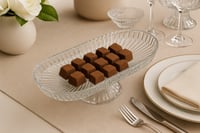 صحن تقديم زجاجي فاخر بقاعدة مرتفعة – تصميم بيضاوي...