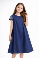 فستان بناتي ناعم بتطريز أنيق على الأكتاف