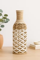 مزهرية ديكور من الخوص الطبيعي بتصميم شبكي - ارتفاع...