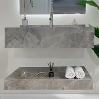 مغسلة قص ليزر رمادي غامق 80سم مع رف ومرايا اضاءة