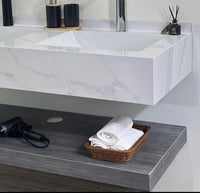 مغسلة حوضين قص ليزر150 عروق رمادي مع رف ومرايا