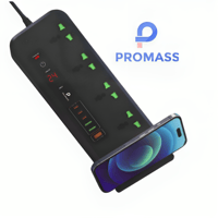 PROMASS - توصيلة تدعم الشحن الاسلكية (4 منافذ طاقة...