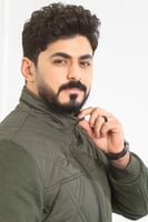 جاكيت رجالي شتوي سحاب فرو بأكمام قماشية مزمومة ضد...