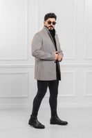 معطف بياقة عالية بمظهر صوف - معطف شتوي بمظهر صوف