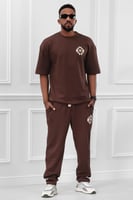 طقم رجالي صيفي كاجوال اوفر سايز مكون من تيشرت و بن...