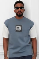 تيشرت رجالي اوفر سايز مزود بطبعة