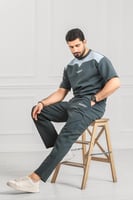 طقم رجالي أوفر سايز نص كم بنطال طويل