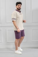 طقم رجالي اوفر سايز شورت - طقم رجالي شورت أبيض