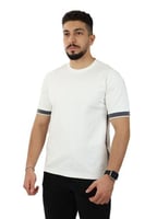 تيشرت رجالي صيفي اوفر سايز بخطوط أفقية على الأكمام