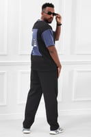 طقم رجالي صيفي كاجوال اوفر سايز مكون من تيشرت بأكم...