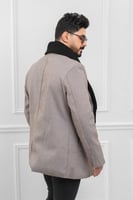 معطف بياقة عالية بمظهر صوف - معطف شتوي بمظهر صوف