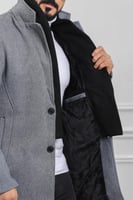 معطف بياقة عالية بمظهر صوف - معطف شتوي بمظهر صوف