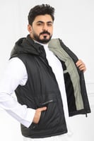 صدرية رجالي شتوي سحاب فرو من الداخل بقبعة وجيوب كب...