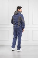 طقم رجالي شتوي دبل كاب فرو بسحاب وطبعة على الصدر