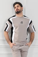 طقم رجالي أوفر سايز نص كم بنطال طويل