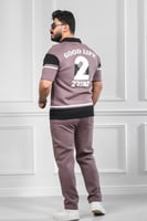 طقم رجالي صيفي كاجوال اوفر سايز تيشرت بخطوط أفقية...