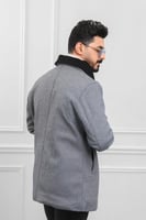 معطف بياقة عالية بمظهر صوف - معطف شتوي بمظهر صوف