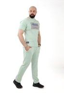 طقم رجالي صيفي كاجوال بنطال مع تيشرت بطبعة نافرة و...