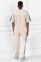 طقم رجالي صيفي كاجوال اوفر سايز مكون من تيشرت بطبع...