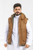 صدرية رجالي شتوي سحاب فرو بجيب جانبية وقبعة ضد الم...