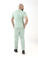 طقم رجالي صيفي كاجوال بنطال مع تيشرت بطبعة نافرة و...