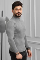 بلوفر شتوي رجالي هاينك منقوش برقبة نصف الياقة - بل...