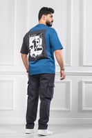 طقم رجالي صيفي كاجوال اوفر سايز تيشرت بشعار تورنز...