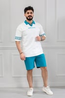 طقم رجالي اوفر سايز شورت - طقم رجالي شورت أبيض