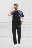 طقم رجالي أوفر سايز نص كم بنطال طويل