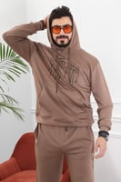 طقم رجالي شتوي اوفر سايز مكون من هودي بطبعة وبنطال