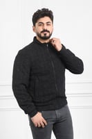 جاكيت رجالي شتوي سحاب فرو بأكمام مزمومة