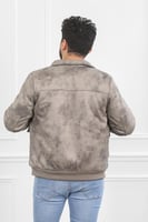 جاكيت رجالي شتوي سحاب فرو مغسول بأكمام مزمومة وجيب...