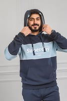 طقم رجالي شتوي دبل كاب بلونين وطباعة على الصدر