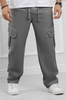 بنطلون رجالي بجيوب جانبية بقصة واسعة - بنطال كارجو...