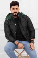 جاكيت رجالي شتوي مع غطاء رأس وأزرار إغلاق معدنية