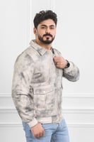 جاكيت رجالي شتوي سحاب فرو مغسول بأكمام مزمومة وجيب...