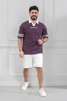 طقم رجالي اوفر سايز شورت - طقم رجالي شورت أبيض